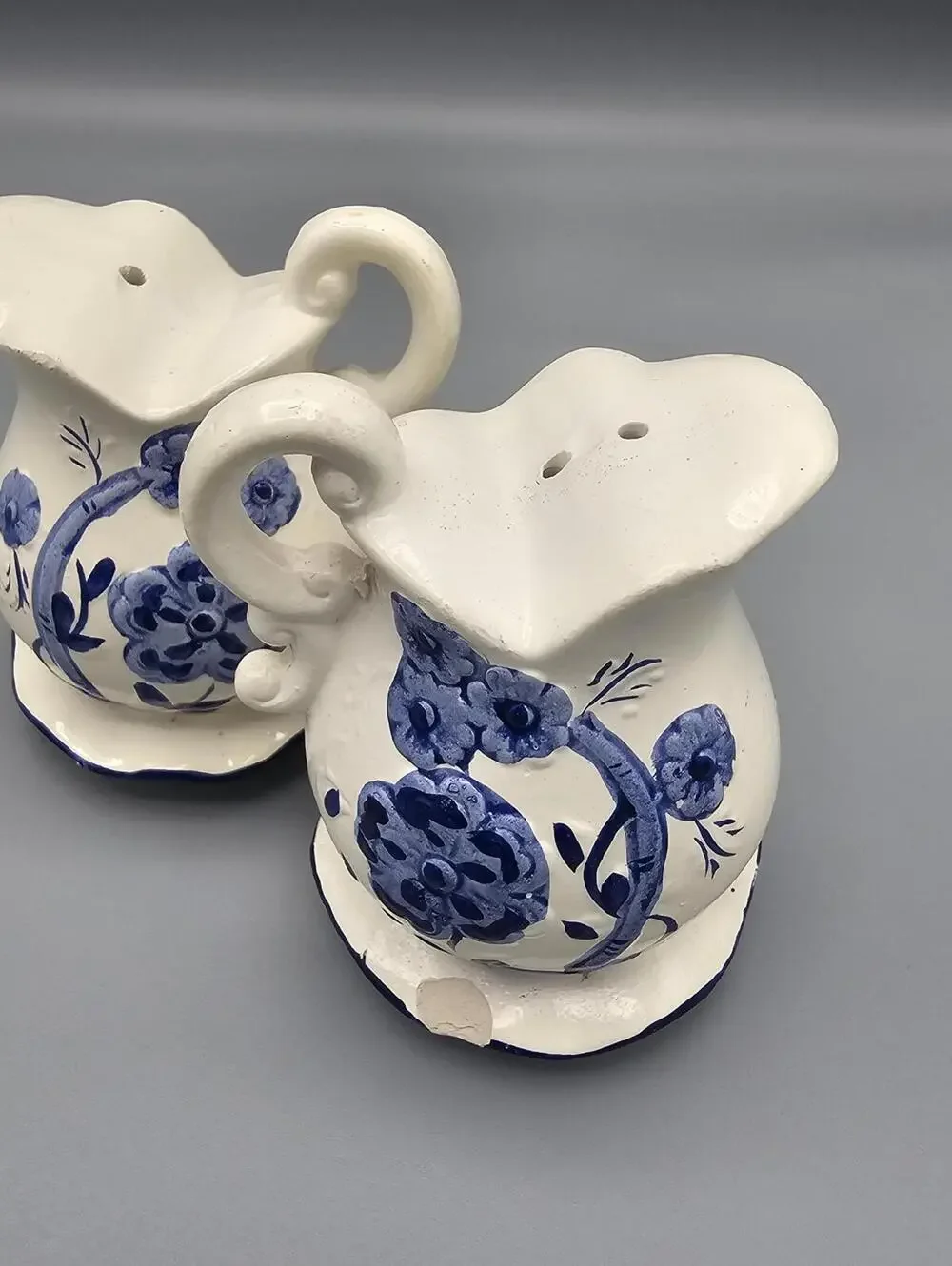 Vintage Blue and White Floral salt and pepper shakers Set of 2